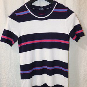 TOMMY HILFIGER WOMENS SIZE L T-SHIRT DRESS MULTI-COLOR LOGO BOTTON KNEE  NEW